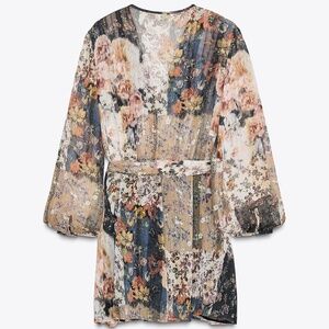 Zara Printed Belted Mini Dress